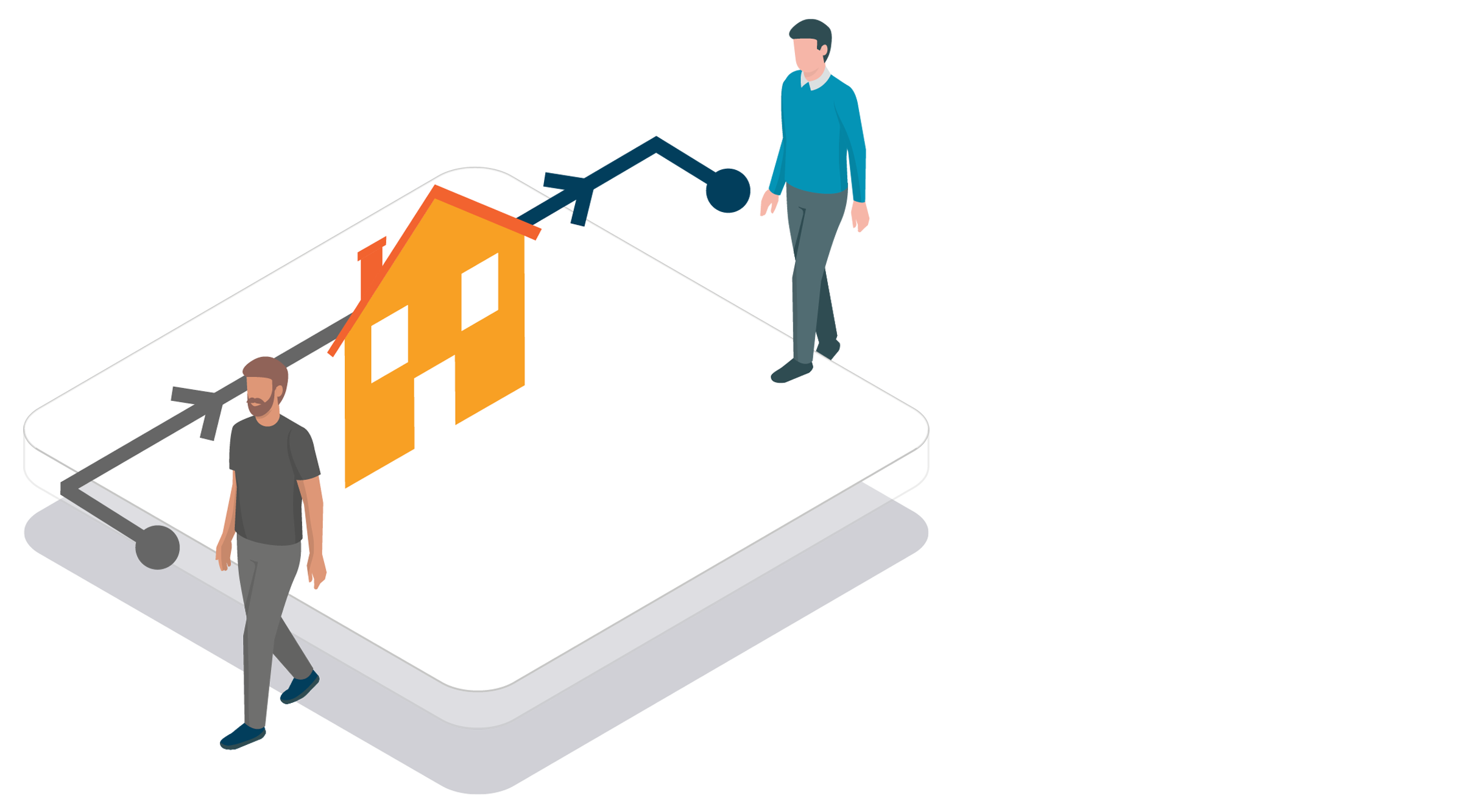 illustration showing house ownership transferring from one person to another